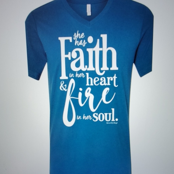 Womens blazing blue t-shirt/ with powerful reminde - Picture 1 of 5